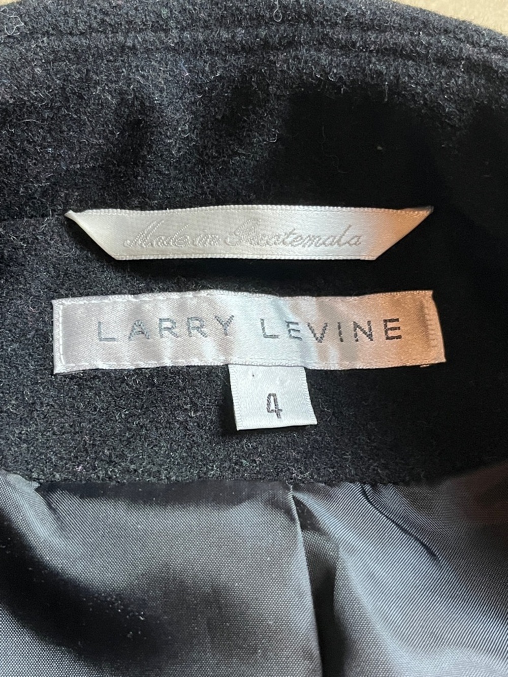 Larry Levine Double Breasted Wool Blend Black Pea Coat - 4 - Picture 3 of 9